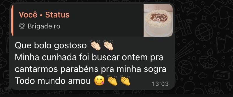 Feedback de cliente da Bolo Conquista